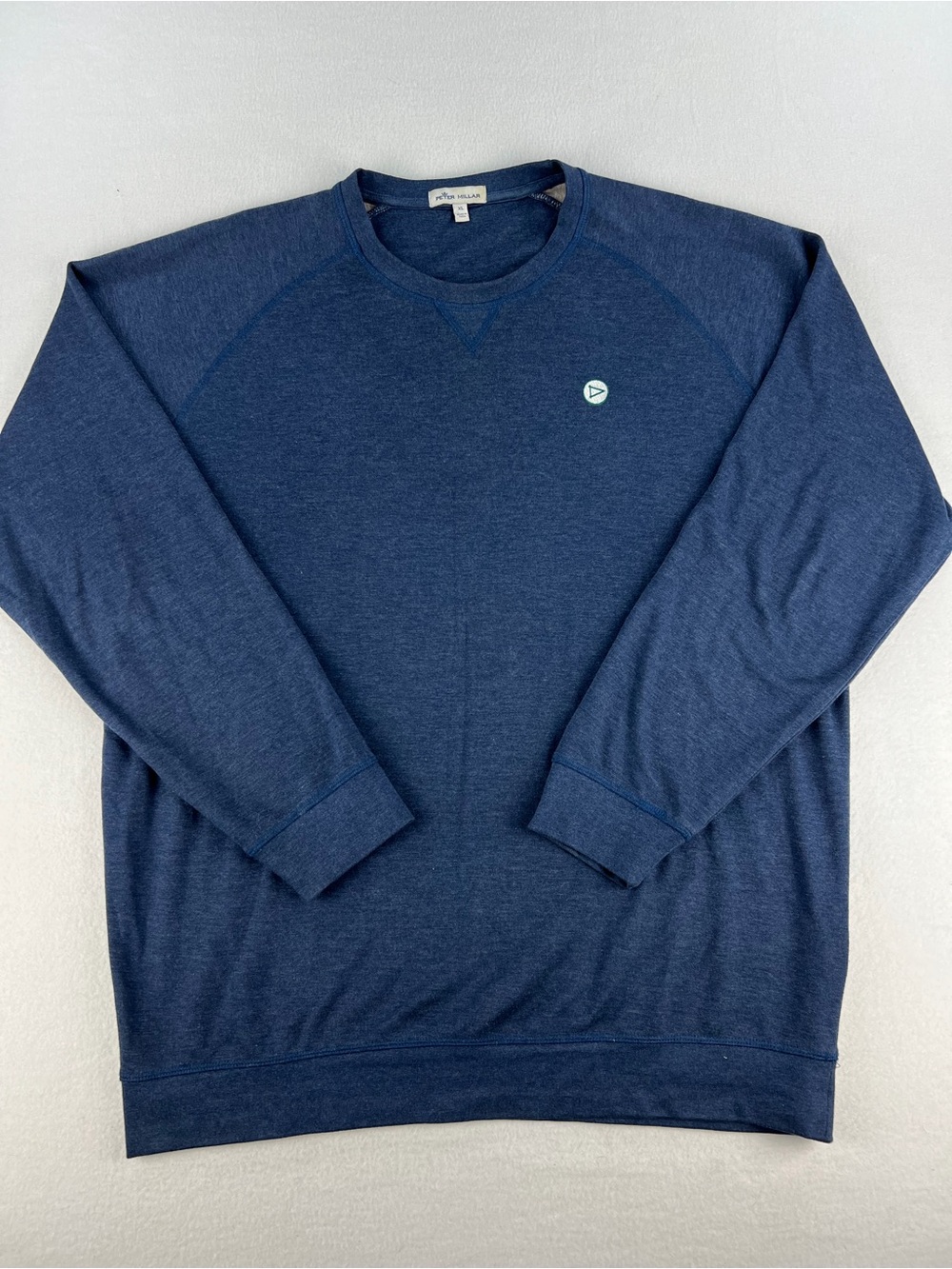 Peter Millar Crown Comfort Blue Knit Crewneck Sweater Raglan Sleeves Size XL